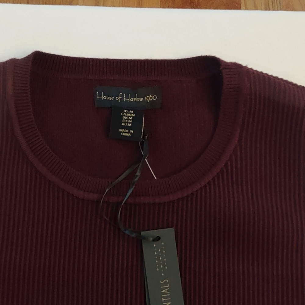 House of Harlow 1960 Crewneck Ribbed Knit Crop Top, L - Picture 2 of 5